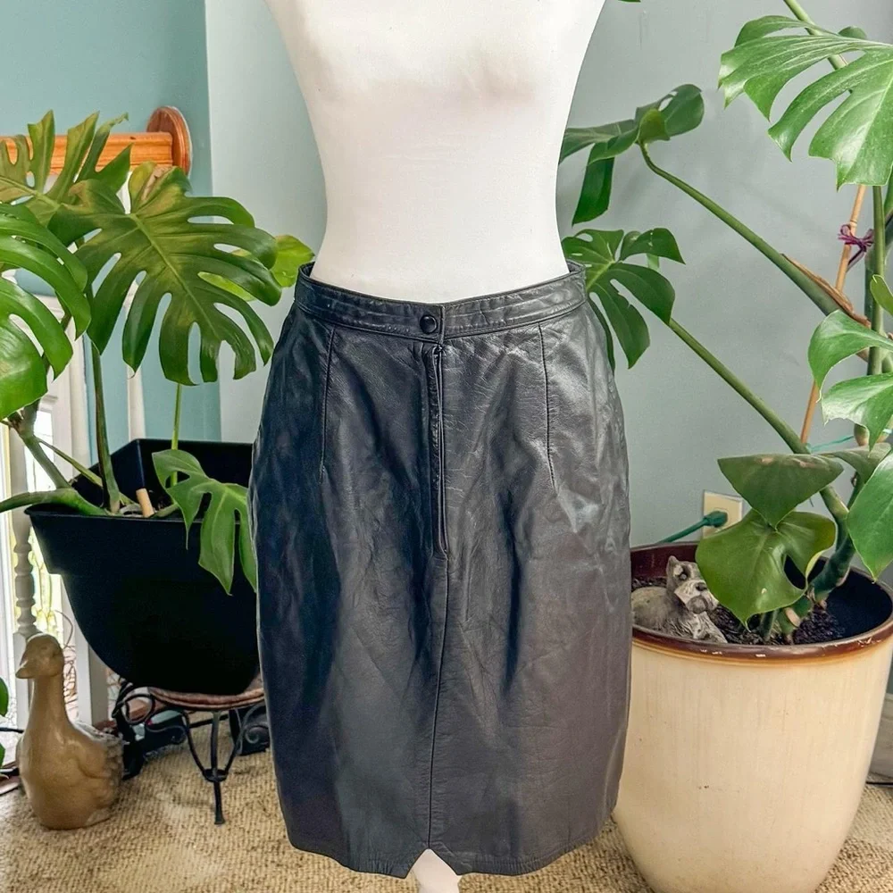 Vintage Black Leather Skirt